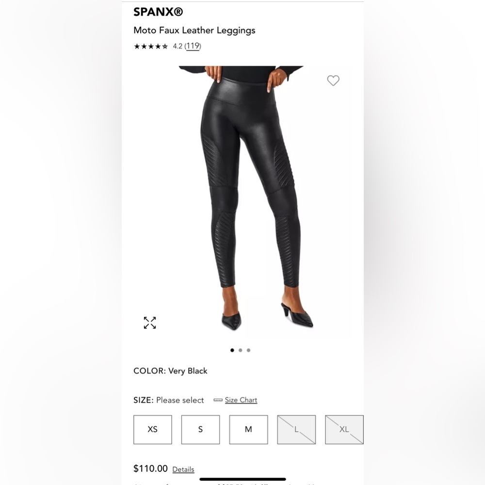 Spanx Moto Faux Leather Leggings XS